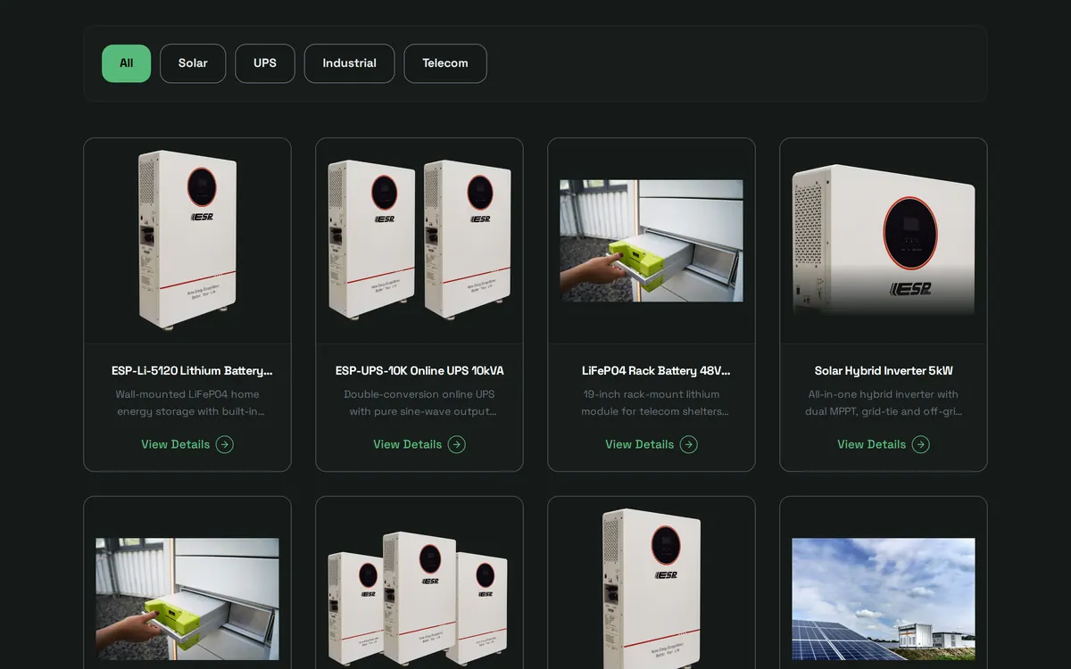 Product catalog with filters