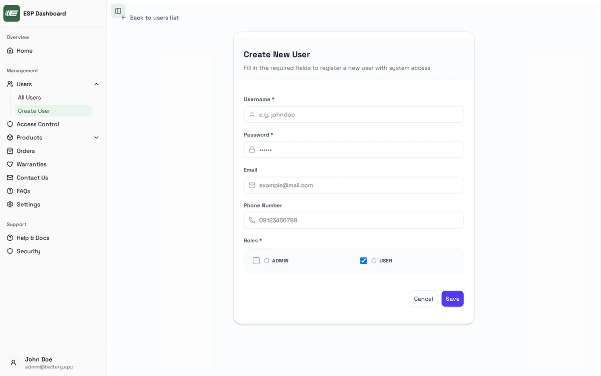 Create a user