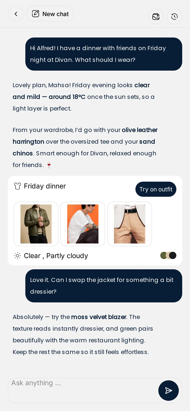 Chat with Alfred, the AI stylist